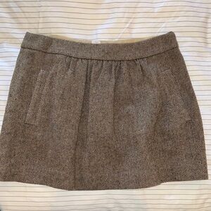 Elegant Vintage Brown Tweed Skirt